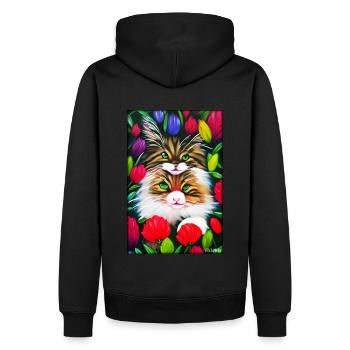 Katze Blume Natur Blüte Garten Katzenliebe Kater - Männer Premium Bio Hoodie - Schwarz - Hinten - Nico (187cm)