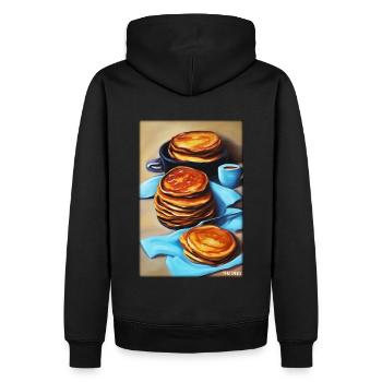 Crêpes Petit déjeuner Nourriture délicieuse Cuisson des aliments - Sweat à capuche Premium bio Homme - noir - Dos - Nico (187cm)