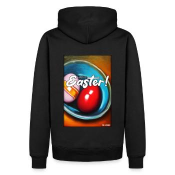 Happy Easter - Osterei Ostern Osterfest Bunte Eier - Männer Premium Bio Hoodie - Schwarz - Hinten - Nico (187cm)