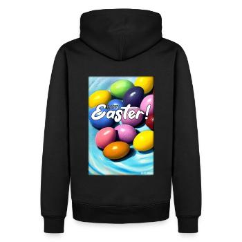 Happy Easter - Osterei Ostern Osterfest Bunte Eier - Männer Premium Bio Hoodie - Schwarz - Hinten - Nico (187cm)