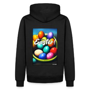 Happy Easter - Osterei Ostern Osterfest Bunte Eier - Männer Premium Bio Hoodie - Schwarz - Hinten - Nico (187cm)