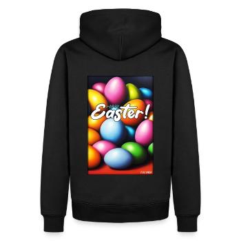 Happy Easter - Osterei Ostern Osterfest Bunte Eier - Männer Premium Bio Hoodie - Schwarz - Hinten - Nico (187cm)