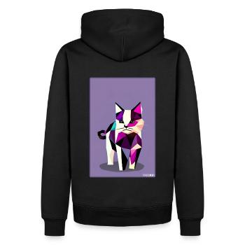 Katze Kater Polygon Tier Stubentiger Haustier - Männer Premium Bio Hoodie - Schwarz - Hinten - Nico (187cm)
