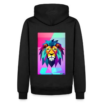 Leo Polygon Arc-en-ciel coloré sauvage Faune sauvage - Sweat à capuche Premium bio Homme - noir - Dos - Nico (187cm)