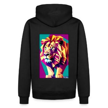 Leo Polygon Arc-en-ciel coloré sauvage Faune sauvage - Sweat à capuche Premium bio Homme - noir - Dos - Nico (187cm)