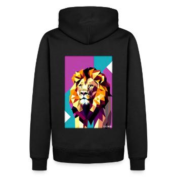 Leo Polygon Arc-en-ciel coloré sauvage Faune sauvage - Sweat à capuche Premium bio Homme - noir - Dos - Nico (187cm)