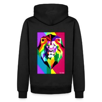 Leo Polygon Arc-en-ciel coloré sauvage Faune sauvage - Sweat à capuche Premium bio Homme - noir - Dos - Nico (187cm)