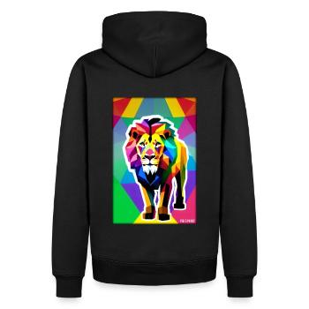 Leo Polygon Arc-en-ciel coloré sauvage Faune sauvage - Sweat à capuche Premium bio Homme - noir - Dos - Nico (187cm)