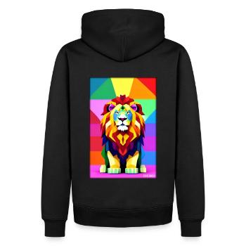 Leo Polygon Arc-en-ciel coloré sauvage Faune sauvage - Sweat à capuche Premium bio Homme - noir - Dos - Nico (187cm)