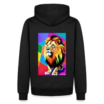 Leo Polygon Arc-en-ciel coloré sauvage Faune sauvage - Sweat à capuche Premium bio Homme - noir - Dos - Nico (187cm)