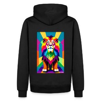 Leo Polygon Arc-en-ciel coloré sauvage Faune sauvage - Sweat à capuche Premium bio Homme - noir - Dos - Nico (187cm)