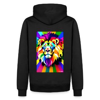 Leo Polygon Arc-en-ciel coloré sauvage Faune sauvage - Sweat à capuche Premium bio Homme - noir - Dos - Nico (187cm)