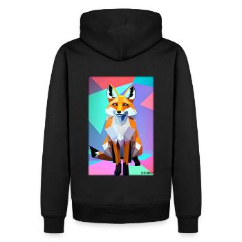 Fuchs Polygon Waldbewohner Waldtier Wildnis Tier - Männer Premium Bio Hoodie - Schwarz - Hinten - Nico (187cm)