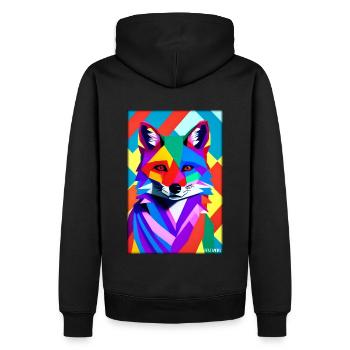Fuchs Polygon Waldbewohner Waldtier Wildnis Tier - Männer Premium Bio Hoodie - Schwarz - Hinten - Nico (187cm)