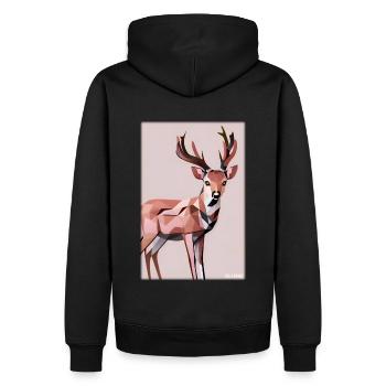 Reh Polygon Wildtier Wildnis Wald Natur Geweih - Männer Premium Bio Hoodie - Schwarz - Hinten - Nico (187cm)