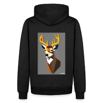 Reh Polygon Wildtier Wildnis Wald Natur Geweih - Männer Premium Bio Hoodie - Schwarz - Hinten - Nico (187cm)