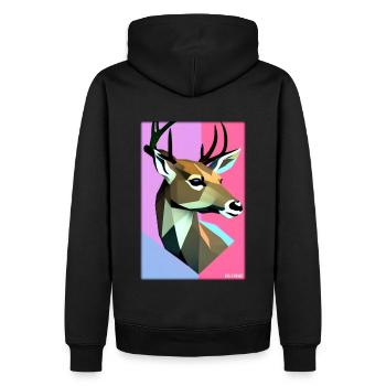 Reh Polygon Wildtier Wildnis Wald Natur Geweih - Männer Premium Bio Hoodie - Schwarz - Hinten - Nico (187cm)