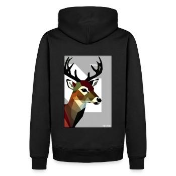 Reh Polygon Wildtier Wildnis Wald Natur Geweih - Männer Premium Bio Hoodie - Schwarz - Hinten - Nico (187cm)