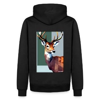 Reh Polygon Wildtier Wildnis Wald Natur Geweih - Männer Premium Bio Hoodie - Schwarz - Hinten - Nico (187cm)