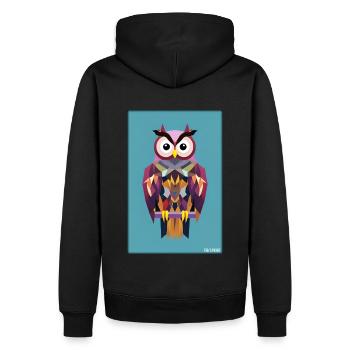 Eule Wütend Polygon Waldtier Wildnis Vogel Nacht - Männer Premium Bio Hoodie - Schwarz - Hinten - Nico (187cm)