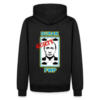 Anti Putin / Support Ukraine / Fuck Putin - Men’s Premium Organic Hoodie - black - Back - Nico (187cm)