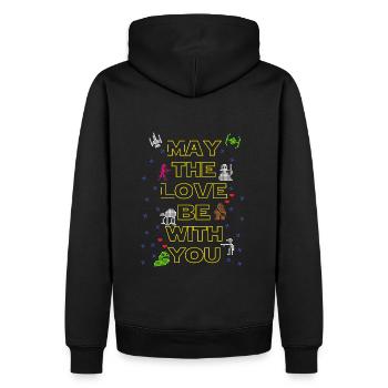 Valentinstag Geschenk - Männer Premium Bio Hoodie - Schwarz - Hinten - Nico (187cm)