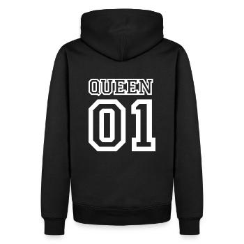 Queen 01, Paar-Liebe, verliebt, Beziehung, liebe - Männer Premium Bio Hoodie - Schwarz - Hinten - Nico (187cm)