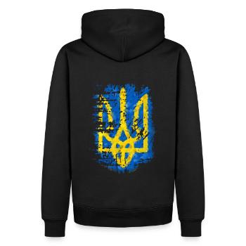 Ukraine Wappen - Männer Premium Bio Hoodie - Schwarz - Hinten - Nico (187cm)