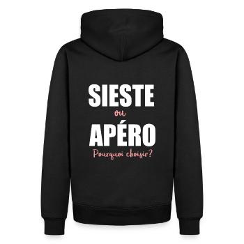 Humour Homme sieste et apéro apero - Sweat à capuche Premium bio Homme - noir - Dos - Nico (187cm)