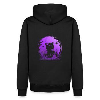 Chat dans la nature - Édition violette - Sweat à capuche Premium bio Homme - noir - Dos - Nico (187cm)