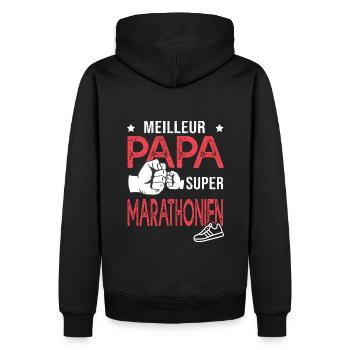 marathon Super papa meilleur marathonien running - Sweat à capuche Premium bio Homme - noir - Dos - Nico (187cm)