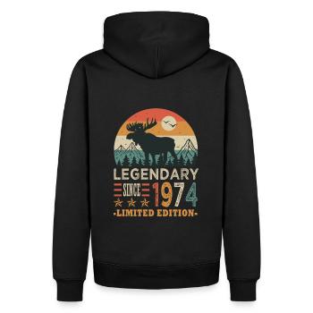 1974 legendary anniversaire Né en 1974 - Sweat à capuche Premium bio Homme - noir - Dos - Nico (187cm)