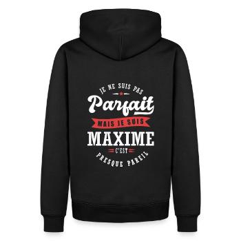 Maxime Parfait Cadeau prenom maxime - Sweat à capuche Premium bio Homme - noir - Dos - Nico (187cm)