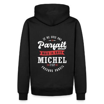 Michel Parfait Cadeau prenom michel - Sweat à capuche Premium bio Homme - noir - Dos - Nico (187cm)