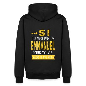 Emmanuel Si tu n as pas Cadeau emmanuel - Sweat à capuche Premium bio Homme - noir - Dos - Nico (187cm)