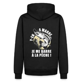 pêche je me barre à la pêche drôle pêcheur - Sweat à capuche Premium bio Homme - noir - Dos - Nico (187cm)