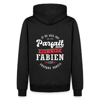 Fabien Parfait Cadeau prenom fabien - Sweat à capuche Premium bio Homme - noir - Dos - Nico (187cm)