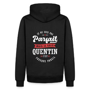 Quentin Parfait Cadeau prenom quentin - Sweat à capuche Premium bio Homme - noir - Dos - Nico (187cm)