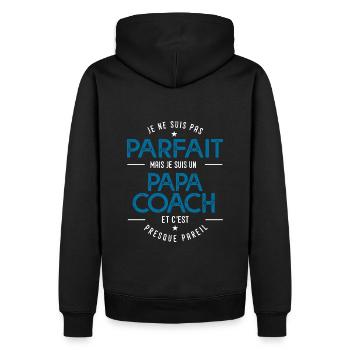 je suis un papa coach cadeau coach sportif humour - Sweat à capuche Premium bio Homme - noir - Dos - Nico (187cm)