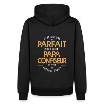 je suis un papa Confiseur humour chocolat bonbon - Sweat à capuche Premium bio Homme - noir - Dos - Nico (187cm)