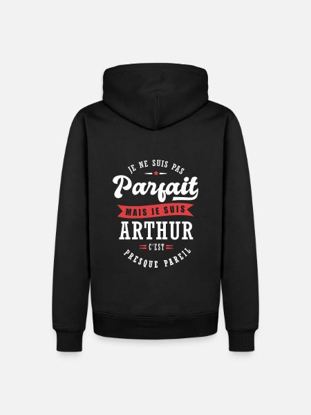Arthur Parfait Cadeau prenom arthur - Sweat à capuche Premium bio Homme - noir