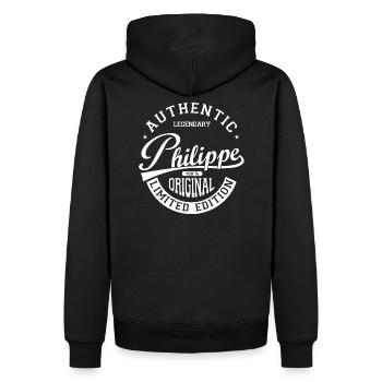 Philippe Geschenk personalisierte T-Shirt Philippe - Männer Premium Bio Hoodie - Schwarz - Hinten - Nico (187cm)