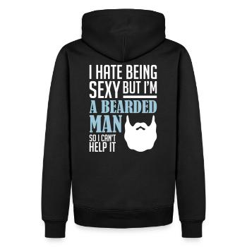 Un homme Barbu - bart - Sweat à capuche Premium bio Homme - noir - Dos - Nico (187cm)