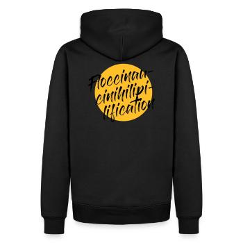 Floccinaucinihilipilifizierung - Männer Premium Bio Hoodie - Schwarz - Hinten - Nico (187cm)