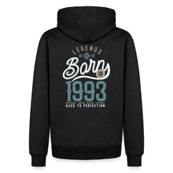 Anniversaire 28 ans born in 1993 cadeau 30 ans - Sweat à capuche Premium bio Homme - noir - Dos - Nico (187cm)