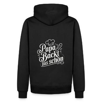 Papa backt das schon - unser backender Papa - Männer Premium Bio Hoodie - Schwarz - Hinten - Nico (187cm)