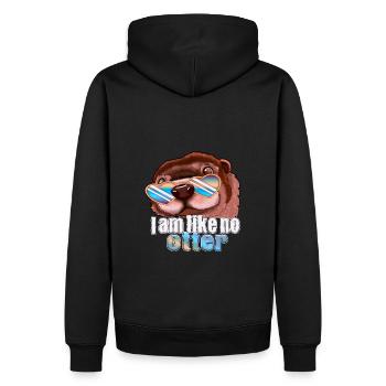 I am like no otter Design Otterkopf - Männer Premium Bio Hoodie - Schwarz - Hinten - Nico (187cm)