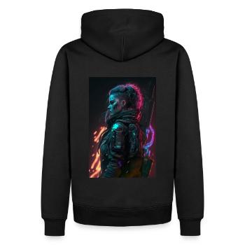 Mädchen aus der Zukunft - Männer Premium Bio Hoodie - Schwarz - Hinten - Nico (187cm)
