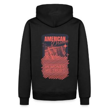 American Dream In Money We Trust Streetwaer - Männer Premium Bio Hoodie - Schwarz - Hinten - Nico (187cm)