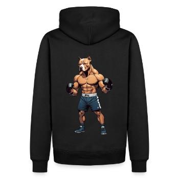 Pitbull à l'entrainement de boxe - Sweat à capuche Premium bio Homme - noir - Dos - Nico (187cm)